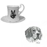 Beagle Cup and Saucer, Porcelain by Rosalinde