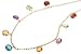14K Yellow Gold Beaded Diamond Cut 10 Anklet Bracelet, with multi-colored dangling semi-precious stones.