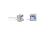 14K White Gold Genuine Square Tanzanite Stud Earrings