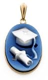 14K Yellow Gold Framed Agate Cameo Graduation Pendant