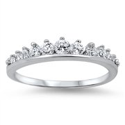Journey Tiara Cubic Zirconia Ring Sterling Silver 925 (Sizes 3-15)