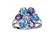 14K White Gold Amethyst and Blue Topaz Floral Ring