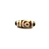 DZCL0140 Tibetan Two Eyed Old Dzi Bead wt Red 
Cinnabar Dots 