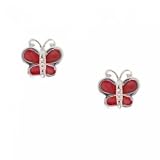 Solid Silver Butterfly Earrings Enamel Child Studs New