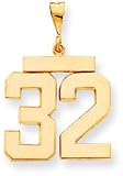 Sports Number 2 Digit Charm, Yellow Gold