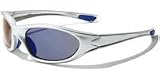 Sunglasses - Mens Wrap Around Silver Sports Light Weight Comfort Fit Sunglasses With Blue Smoked Lenses Mens Atlantis Sunglasses + Free Protective Case, Cloth & Matching Sports Cord