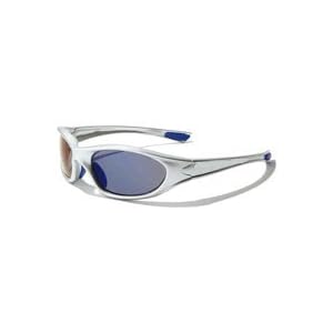 Sunglasses - Men's Wrap Around Silver Sports Light Weight Comfort Fit Sunglasses With Blue Smoked Lenses Men's Atlantis Sunglasses + Free Protective Case, Cloth & Matching Sports Cord