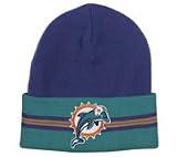 NFL Hat - Miami Dolphins Striped Knit Hat font color=#990000 BLOWOUT SALE!