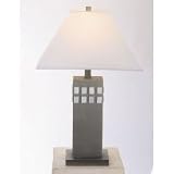 Glass Accent Table Lamp (Satin Steel/White Shade) (23.5H)
