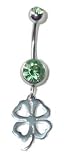 For a Deep Belly Button Piercing - .925 Sterling Silver Four Leaf Clover belly ring 1/2"