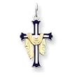 Sterling Silver & Vermeil Enameled Cross with 20 Inch Sterling Silver Chain