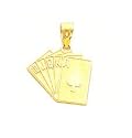 Charm - 14kt Gold Solid Satin Polished Royal Flush Pendant
