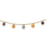 14k Gold Multi-color Gemstone Necklace