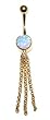 Synthetic blue opal and gold belly button ring