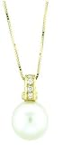 14kt Ladies South Sea White Cultured Pearl & Diamond Pendant w/Chain