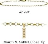 Diamond Initial I Yellow Gold 10 Charm Anklet