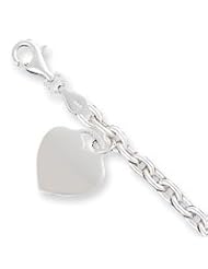 Sterling Silver 1.5mm Heart Charm Bracelet QG1456-8.5"