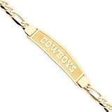 14K Dallas Cowboys Large Satin Id Bracelet Cowboys Figaro Link