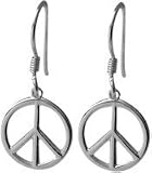 Genuine Sterling Silver Peace Symbol Drop Style Earrings