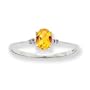 10k White Gold Genuine Diamond Citrine Ring - Size 6 - JewelryWeb