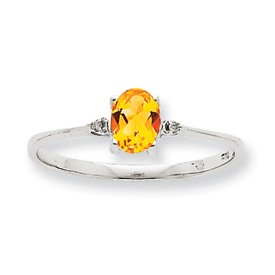 Buy 10k White Gold Genuine Diamond Citrine Ring - Size 6 by JewelryWeb