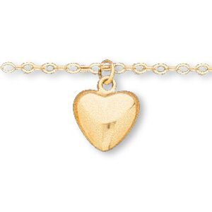 Childrens Toyshop  Jewelry : 14K Yellow Gold Children's Puffed Heart Pendant w/15" Chain