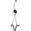 Midnight Gem Aries Zodiac Sign Dangle Belly Ring