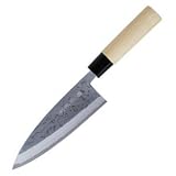 Deba Kitchen Knife, 6.50 in. Damascus, White Magnolia Handle
