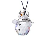 IMAGE OF S681337: SWAROVSKI CRYSTAL SNOWMAN RHODIUM ORNAMENT