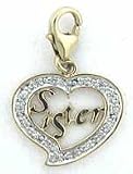 Sister In Heart, 14K Gold Diamond Charm