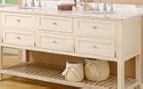 70 Inch Mission Style Double Sink Vanity Cabinet with Antique White Finish