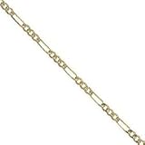 24kt Gold over Sterling Silver .060 Figaro 3+1 Anklet 9in