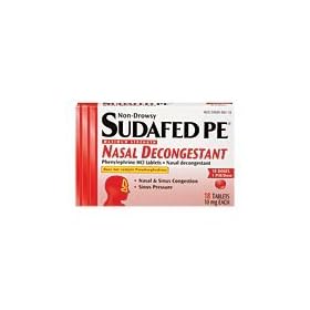 Sudafed Pe Nasal Decongestant 10 Mg Tablets 18-Count