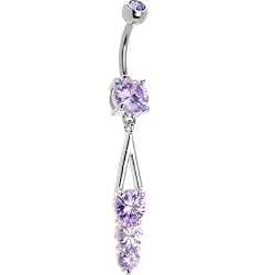 Light Purple Trio Gem Drop Belly Ring