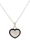 18k Set Heart-shaped diamond filled onyx pendant