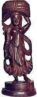 Wood Carving Women Statue Indian Artifacts 12.5 x 4 inches (wsculp063)