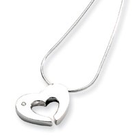 Silver .02ct Diamond Heart Necklace QW159-18 QG