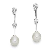 Image of Eighteen Carat Gold Diamond and Cultured Pearl Drop Earrings