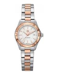 Tag Heuer Aquaracer White Dial 18kt Rose Gold Stainless Steel Ladies Watch WAP1450BD0837