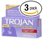 Trojan Her Pleasure Latex Condoms, Spermicidal Lubricant, 12-Count Boxes (Pack of 3) by