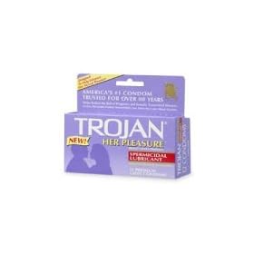 Trojan Her Pleasure Lubricated Latex Condoms, Spermicidal - 12 ea
