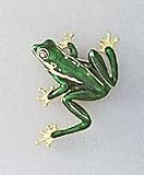 Hand enameled and gold plated frog brooch or pin