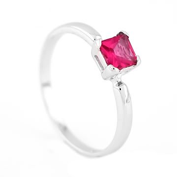 Sterling Silver 925 4 MM Princess Cut Children's JULY RUBY Birthstone Ring (3)
