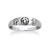 Triple Om 6mm Narrow Band Aum Sterling Silver Pinky Ring Size 6(Sizes 4,5,6,7,8,9,10)