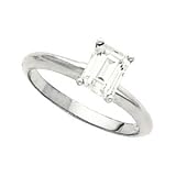 Certified Emerald Cut Diamond Engagement Solitaire Ring ( 0.62 ct D-SI1) 14k White Gold