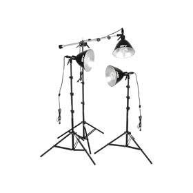 Smith Victor FL750 Three Light Fluorescent Kit (165 Total Watts), with 3 - 10 Flood Lights with Stands, Fluorescent Bulbs & Mini Boom - 120V AC