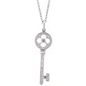 Sterling Silver Diamond Key Pendant