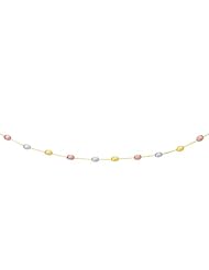 14K Tri-Color Gold Necklace with Fancy Textured Pebble Stations