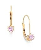 Children's 14k Gold Pink Cubic Zirconia Earrings