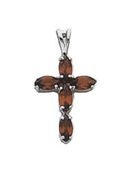 Charm - 14kt White Gold and Garnets Cross Pendant